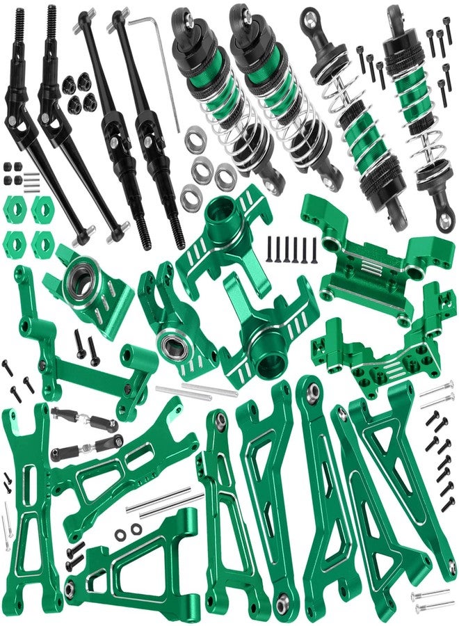 hopsupRC Upgrade Parts for 1/16 H16BM H16DR H16 MJX 16207 16208 16209 16210 H6V3,M163,RC Shock& Arms&Drive Shaft CVD&Steering Knuckle Kit&Shock Tower&Adjustable Links&Steering Block,Green - Image 1